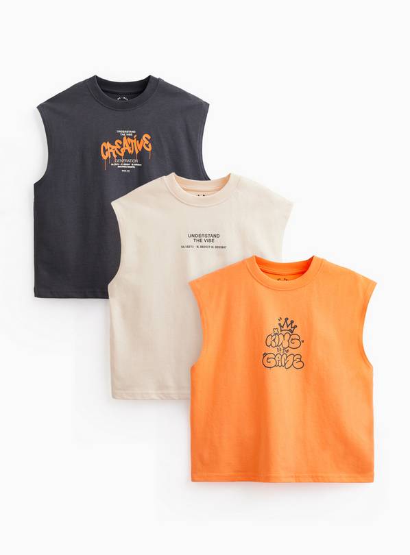 Orange Vests Tops 3 Pack 7 years